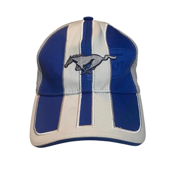 Ford Mustang Hat Racing Striped Cap Sports Car Pony Big Logo Official Licensed - Picture 1 of 6